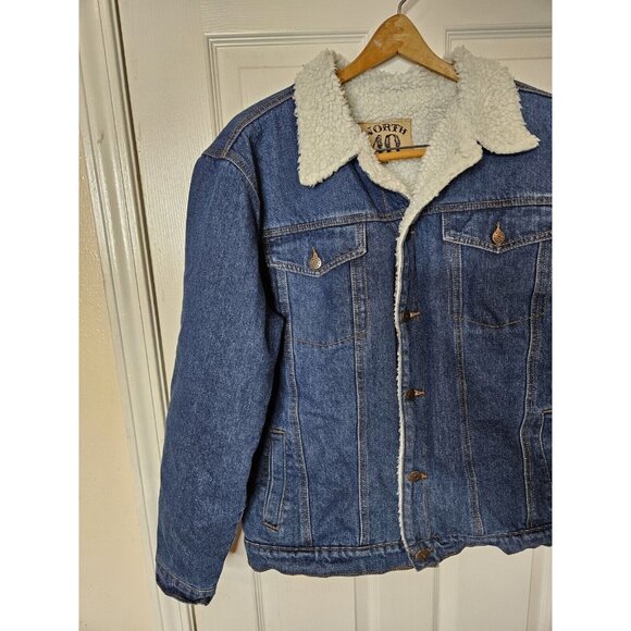 North 40 Sherpa Lined Denim Truckers Jacket Men's Medium Cowboy Western - Picture 4 of 9